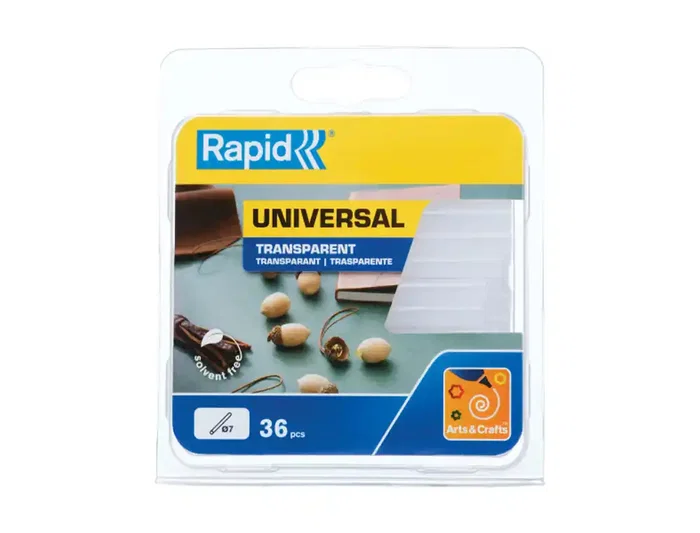 Rapid Barras Termofusibles Cola Universal 7 mm x 90 mm, Blíster 36 Unidades