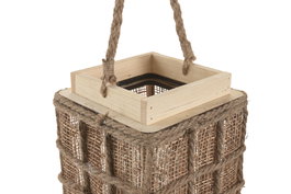 DKD Home Decor Portavela Tropical Natural Yute Cristal 15 x 27 x 15 cm (8 Unidades)