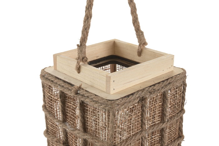 DKD Home Decor Portavelas de Yute y Cristal Natural