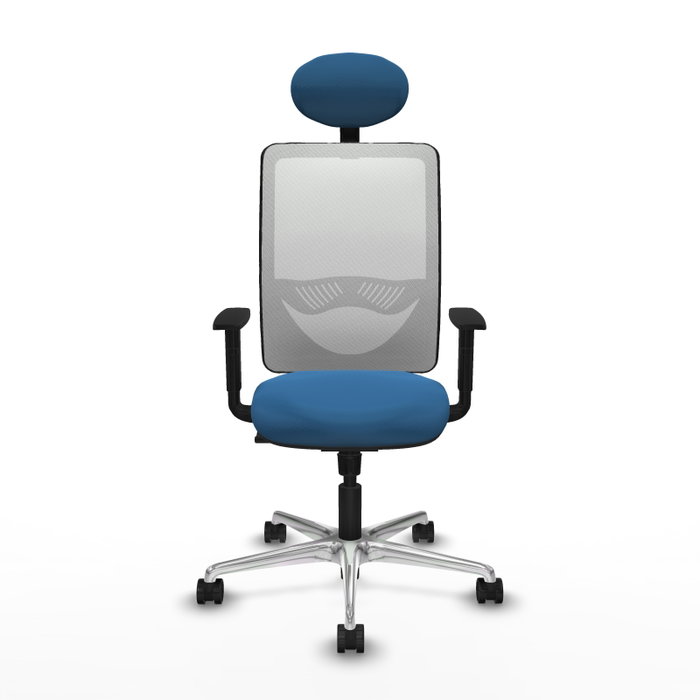 PIQUERAS Y CRESPO Silla de oficina Zulema con mecanismo Sincro, Azul claro y Blanco