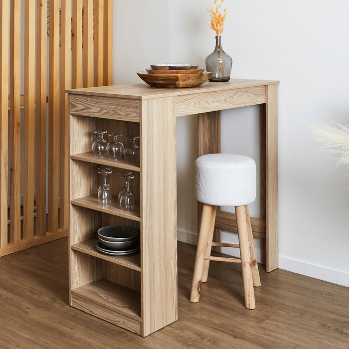 Home Deco Factory Mesa Alta Bar Industriel con Estantes 115x50 cm h.103 cm