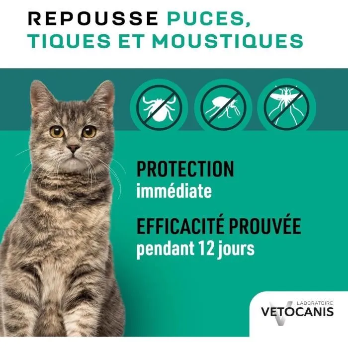 VETOCANIS Spray antipulgas, anti-garrapatas y anti-mosquitos - Para gatos - 250 ml