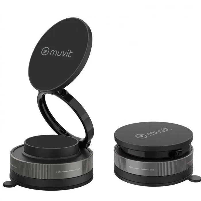 Muvit Soporte de Smartphone para Coche Plegable Magnético Universal con Ventosa MCCHL0035, Negro Muvit Soporte de Smartphone para Coche Plegable Magnético Universal con Ventosa MCCHL0035, Negro