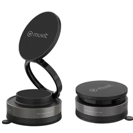 Muvit Soporte de Smartphone para Coche Plegable Magnético Universal con Ventosa MCCHL0035, Negro