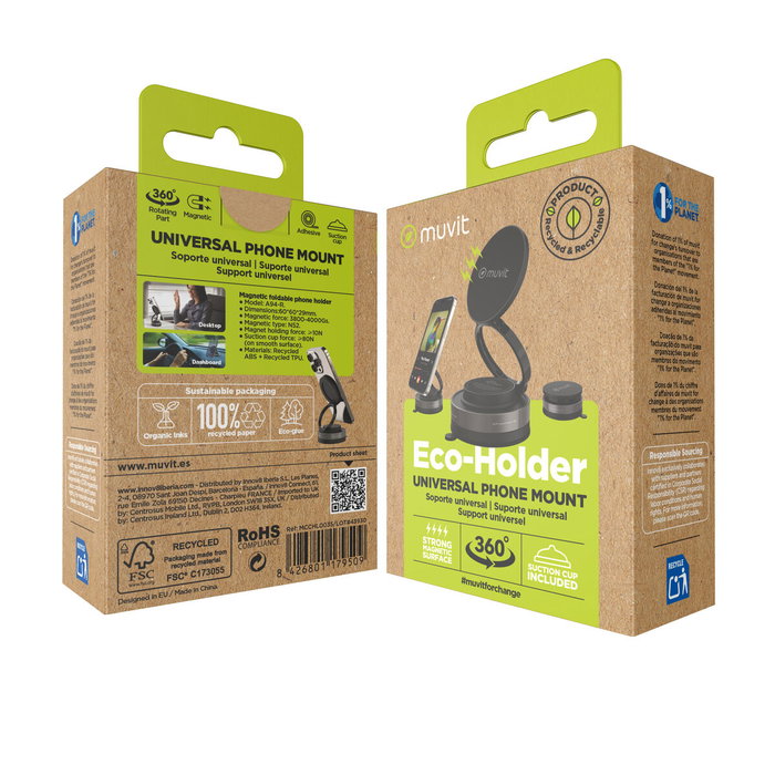 Muvit For Change Soporte de Smartphone para Coche MCCHL0035 Negro