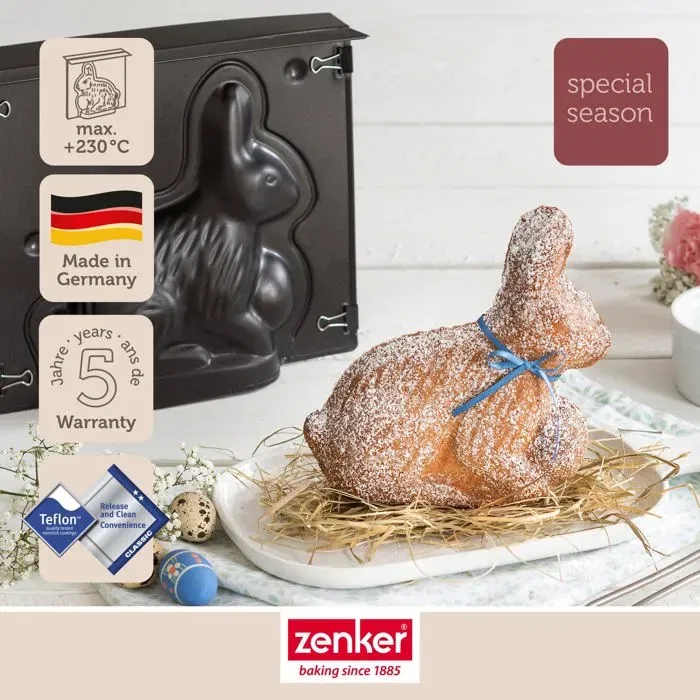 Zenker 2 Moldes para Tartas 3D ZEN1695256181059 Forma de Conejo de Pascua 600 ml Zenker 2 Moldes para Tartas 3D ZEN1695256181059 Forma de Conejo de Pascua 600 ml