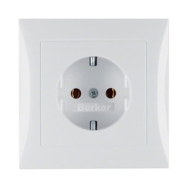Berker 47428989 - Enchufe de Pared Tipo F SCHUKO, Blanco, 1 Toma, 250 V 16 A, Placa de Cubierta, Duroplast