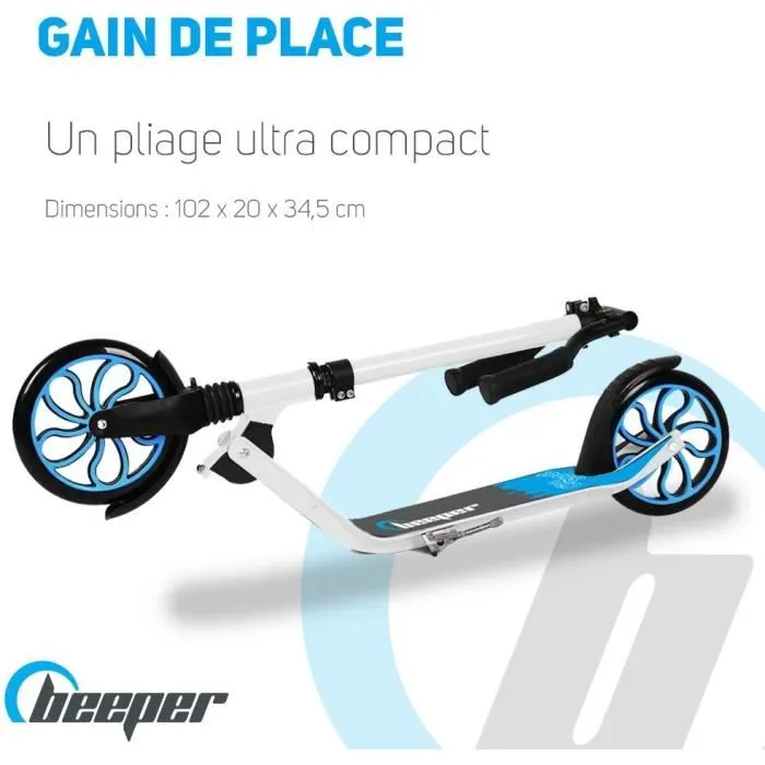 Patinete mecánico - Adulto/Teen - Beeper City Scoot - Ruedas de 8'' - Suspensión delantera - Cuadro negro - Con freno de manillar