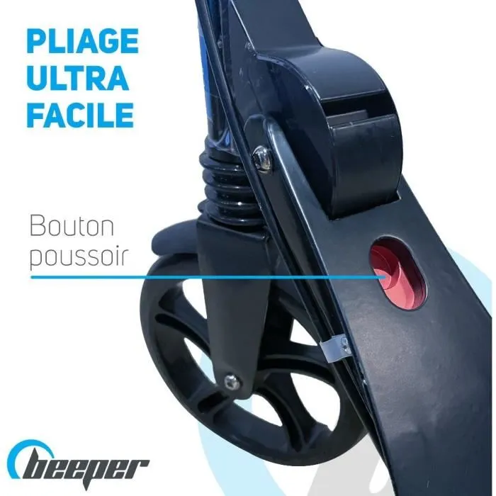 Patinete mecánico - Adulto/Teen - Beeper City Scoot - Ruedas de 8'' - Suspensión delantera - Cuadro negro - Con freno de manillar