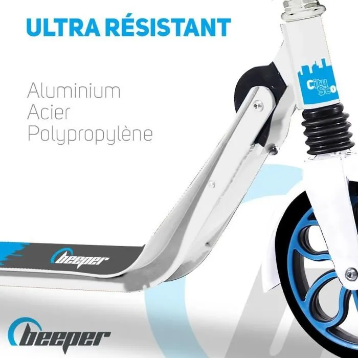 Patinete mecánico - Adulto/Teen - Beeper City Scoot - Ruedas de 8'' - Suspensión delantera - Cuadro negro - Con freno de manillar