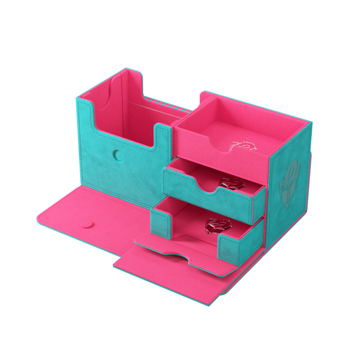 Gamegenic The Academic 133+ XL Teal/Pink Caja para Cartas Coleccionables con Diseño Tolarian Community College para Más de 133 Cartas Doble Funda