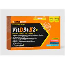NAMED SPORT Vitamina D3+K2 30 Comp. Suplemento con Vitamina D y Vitamina K para Absorción de Calcio y Mineralización Ósea