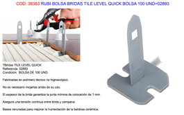 RUBI Bolsa de bridas Tile Level Quick 100 unidades