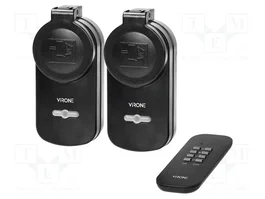 VIRONE Tomacorriente de red Schuko de 230VAC con mando a distancia, 25m, negro