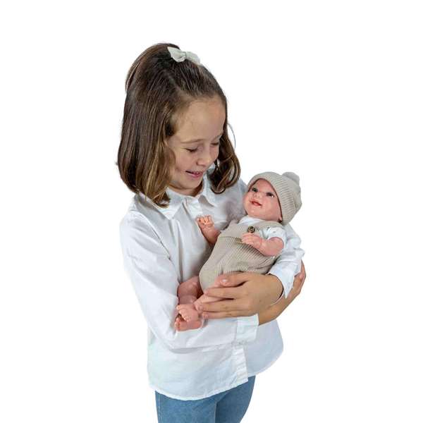 Muñecas Arias Muñeca Reborn Arias Mateo Beige 35 cm con Cojín, Edad Recomendada 3-99 años, Idioma Español