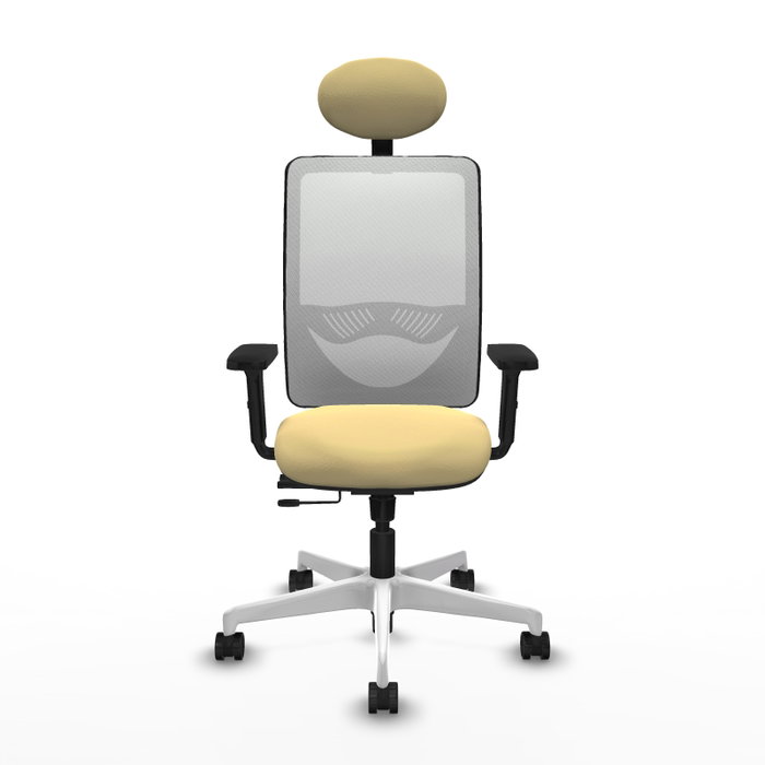 PIQUERAS Y CRESPO Silla de oficina Zulema con mecanismo Sincro/Traslack, Similpiel Crema y Malla Blanco PIQUERAS Y CRESPO Silla de oficina Zulema con mecanismo Sincro/Traslack, Similpiel Crema y Malla Blanco