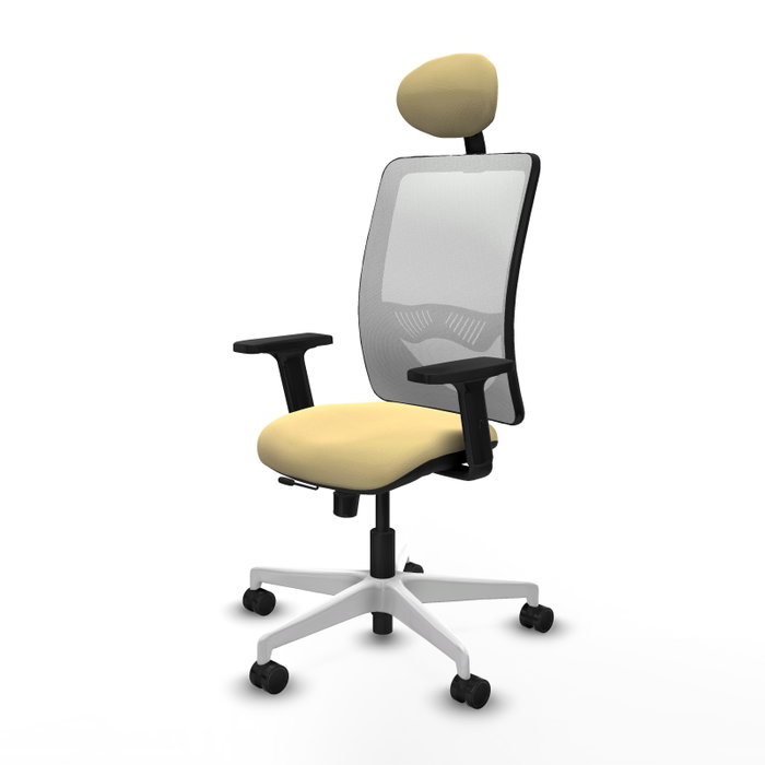 PIQUERAS Y CRESPO Silla de oficina Zulema con mecanismo Sincro/Traslack, Similpiel Crema y Malla Blanco PIQUERAS Y CRESPO Silla de oficina Zulema con mecanismo Sincro/Traslack, Similpiel Crema y Malla Blanco