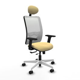 PIQUERAS Y CRESPO Silla de oficina Zulema con mecanismo Sincro/Traslack, Similpiel Crema y Malla Blanco
