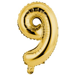 Party Time Globo Cifra 9 Oro, 35 cm