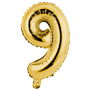 Party Time Globo Cifra 9 Oro, 35 cm
