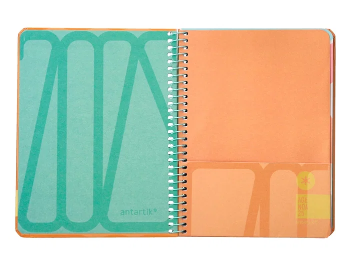 Antartik Agenda Bold 2025 Semana Vista A6 Espiral Papel 80gr Tapa Soft Touch Colores Surtidos Azul Melocotón + Pegatinas Antartik Agenda Bold 2025 Semana Vista A6 Espiral Papel 80gr Tapa Soft Touch Colores Surtidos Azul Melocotón + Pegatinas