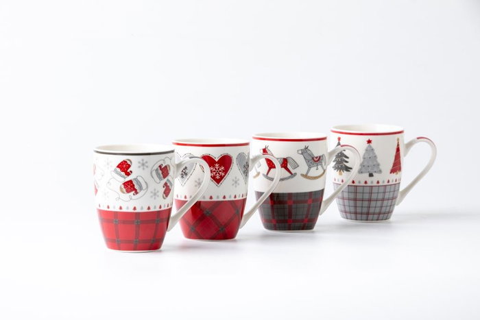 DKD Home Decor Set de 12 Tazas de Porcelana New Bone Surtidas