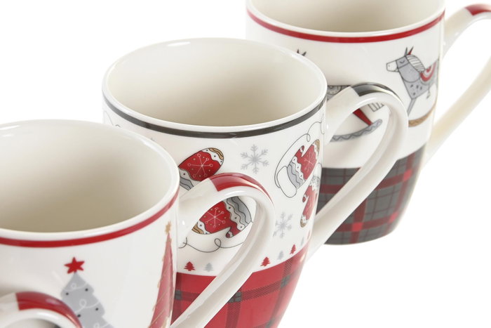 DKD Home Decor Set de 12 Tazas de Porcelana New Bone Surtidas