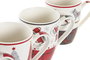 DKD Home Decor Mug Navidad Tradicional Rojo Gris Porcelana New Bone 12 Unidades 340ml