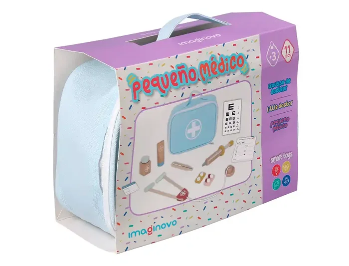 Imaginovo Maletín de Médico Infantil de Madera +3 años, 11 Piezas, Dimensiones 24.5x18x10 cm