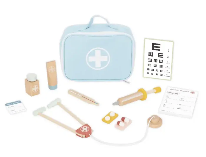 Imaginovo Maletín de Médico Infantil de Madera +3 años, 11 Piezas, Dimensiones 24.5x18x10 cm