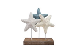 DKD Home Decor Decoración de Resina y Metal Estrellas Blanco y Azul 25x8x20 cm