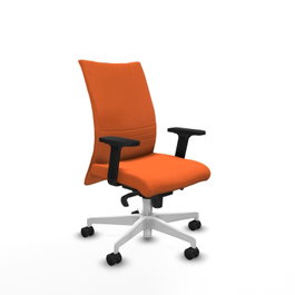 PIQUERAS Y CRESPO Silla Albacete confidente Naranja con Mecanismo Sincro y Base Blanca