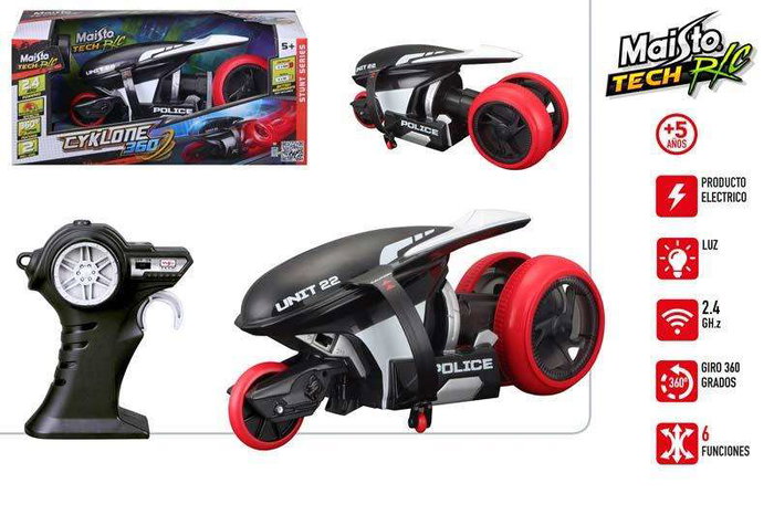 Maisto Moto Radio Control 2.4Ghz con Luz LED, Vehículo Teledirigido Gira 360 Grados, 6 Funciones, Juguete Infantil para Niños y Niñas +5 Años