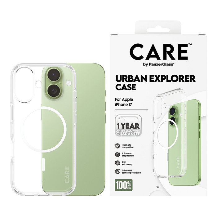PanzerGlass CARE Urban Explorer Case Transparente con MagSafe para iPhone 17