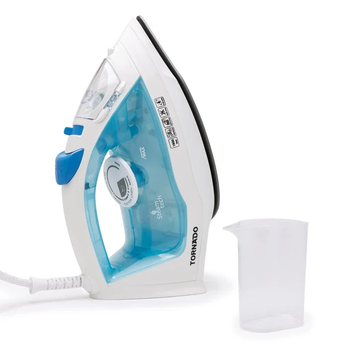 TORNADO TST-1800B Plancha a Vapor 1800W con Suela Teflón - Vapor Variable 160 g/min, Vapor Continuo, Función Autolimpieza y Antical - Color Blanco