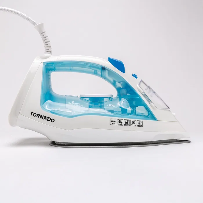 TORNADO TST-1800B Plancha a Vapor 1800W con Suela Teflón - Vapor Variable 160 g/min, Vapor Continuo, Función Autolimpieza y Antical - Color Blanco