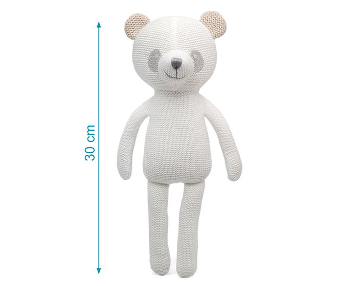 KioKids Cotton Friends - Peluche de Oso Panda en Algodón 100% Ecológico, Blanco, Recomendado +2 Meses