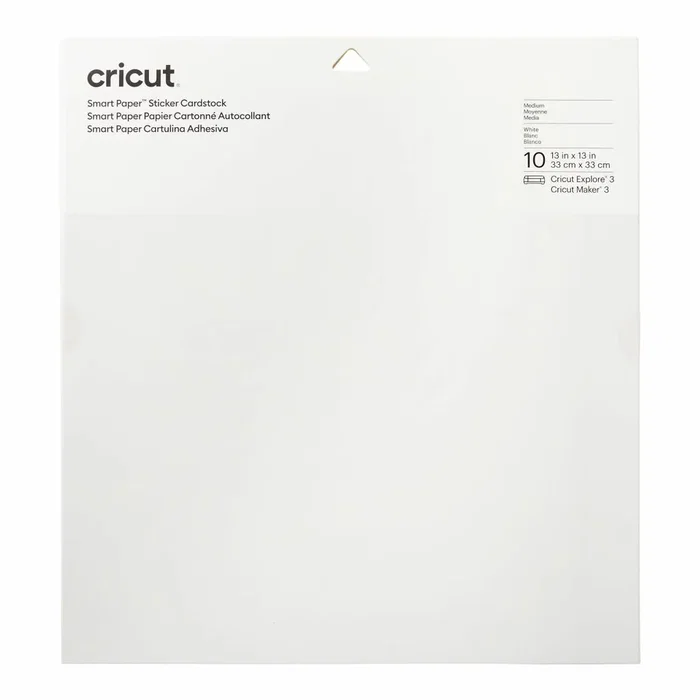 Cricut Smart Paper Bloc de hojas de papel para bellas artes, 10 hojas, 210 g/m², textura alisada, color blanco, 30.5x30.5 cm