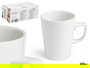 Vessia Taza de Porcelana Blanca 350 ml con Plato 14.5x14.5 cm - Dimensiones Taza 12x8x8.7 cm (Set de 36)