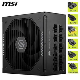 MSI MAG A1000GLS 306-7ZP1B21-CE0 Fuente de Alimentación PCIE5 1000W 80 Plus Gold Modular ATX