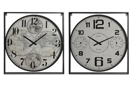 DKD Home Decor Reloj de Pared Metal y MDF Surtido de 2 Unidades