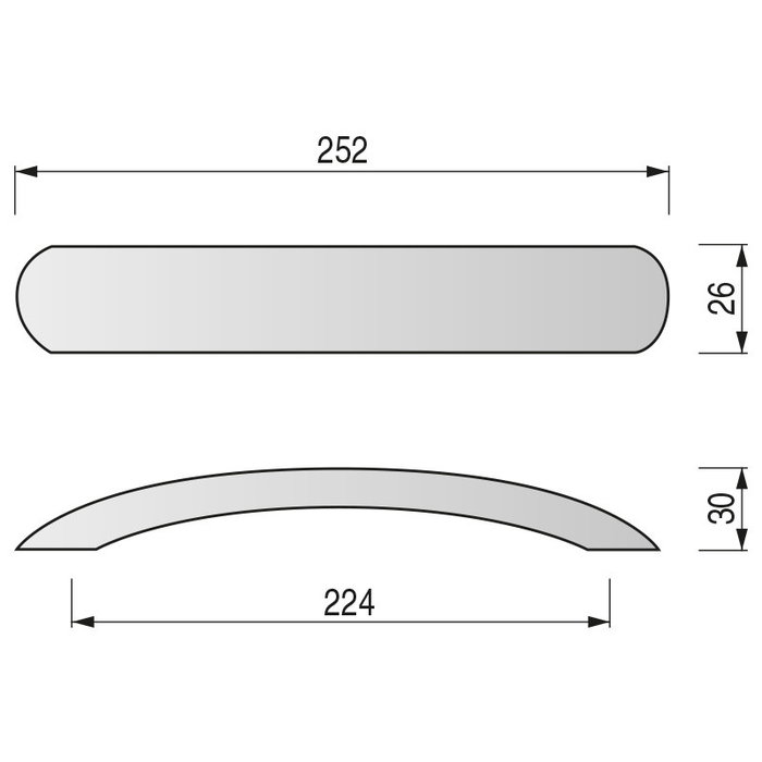 Trentadue Tirador Heracle Aluminio Cromo Longitud 224 mm