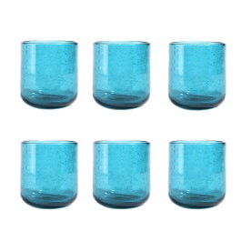 DKD Home Decor Set de 6 Vasos de Cristal Burbujas Turquesa 320ml