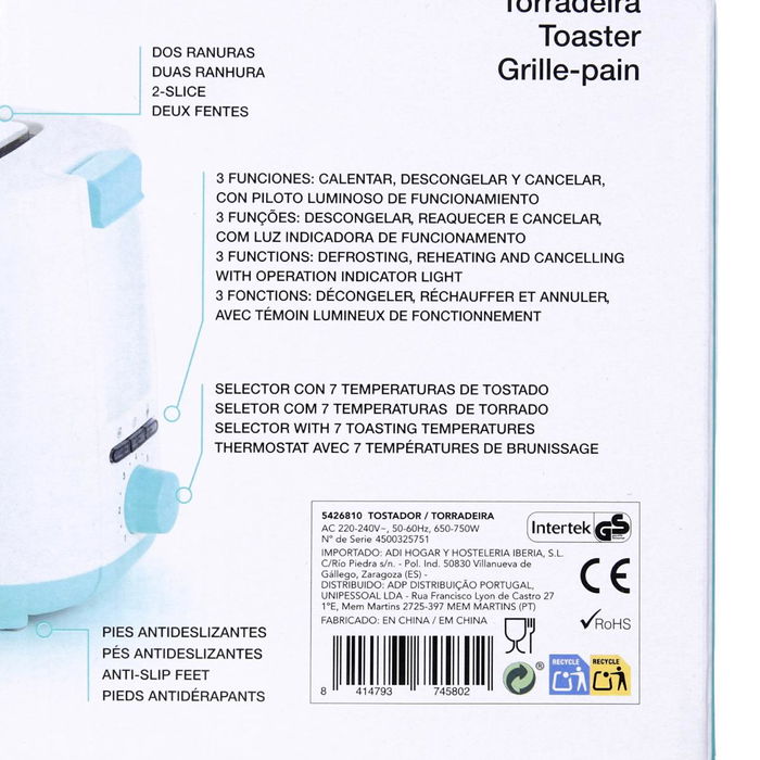 Tostador Doble Ranura Gallery DCook 750 W-900 W (6 Unidades)