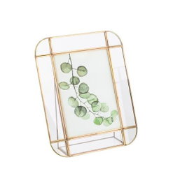 DKD Home Decor Marco de Fotos 10x15 Metal y Cristal Dorado