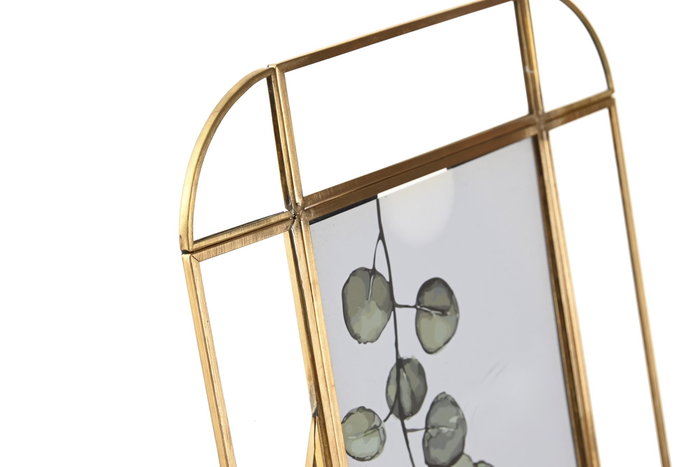 DKD Home Decor Marco de Fotos 10x15 Metal y Cristal Dorado