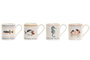 DKD Home Decor Mug Atlantico Porcelana New Bone Blanco Multicolor 5.3 x 6 x 8 cm (12 Unidades)