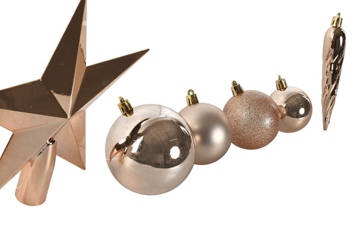 DKD Home Decor Bola Decoracion Navidad Moderna Dorado PVC Set de 33 Piezas 13 x 20 x 26 cm