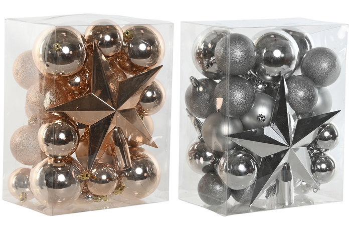 DKD Home Decor Bola Decoracion Navidad Moderna Dorado PVC Set de 33 Piezas 13 x 20 x 26 cm