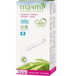 MASMI Tampones Con Aplicador Mini 18 Ud. Algodón Ecológico Hipoalergénicos Biodegradable
